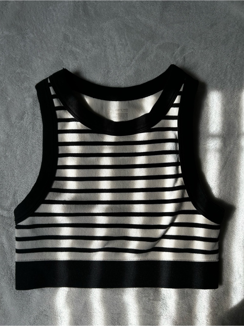 aerie Black & White Striped Crop Tank